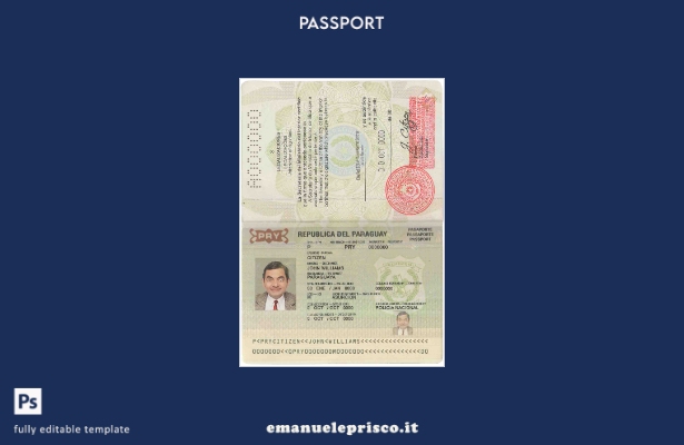 modello di passaporto del Paraguay in stile verificato